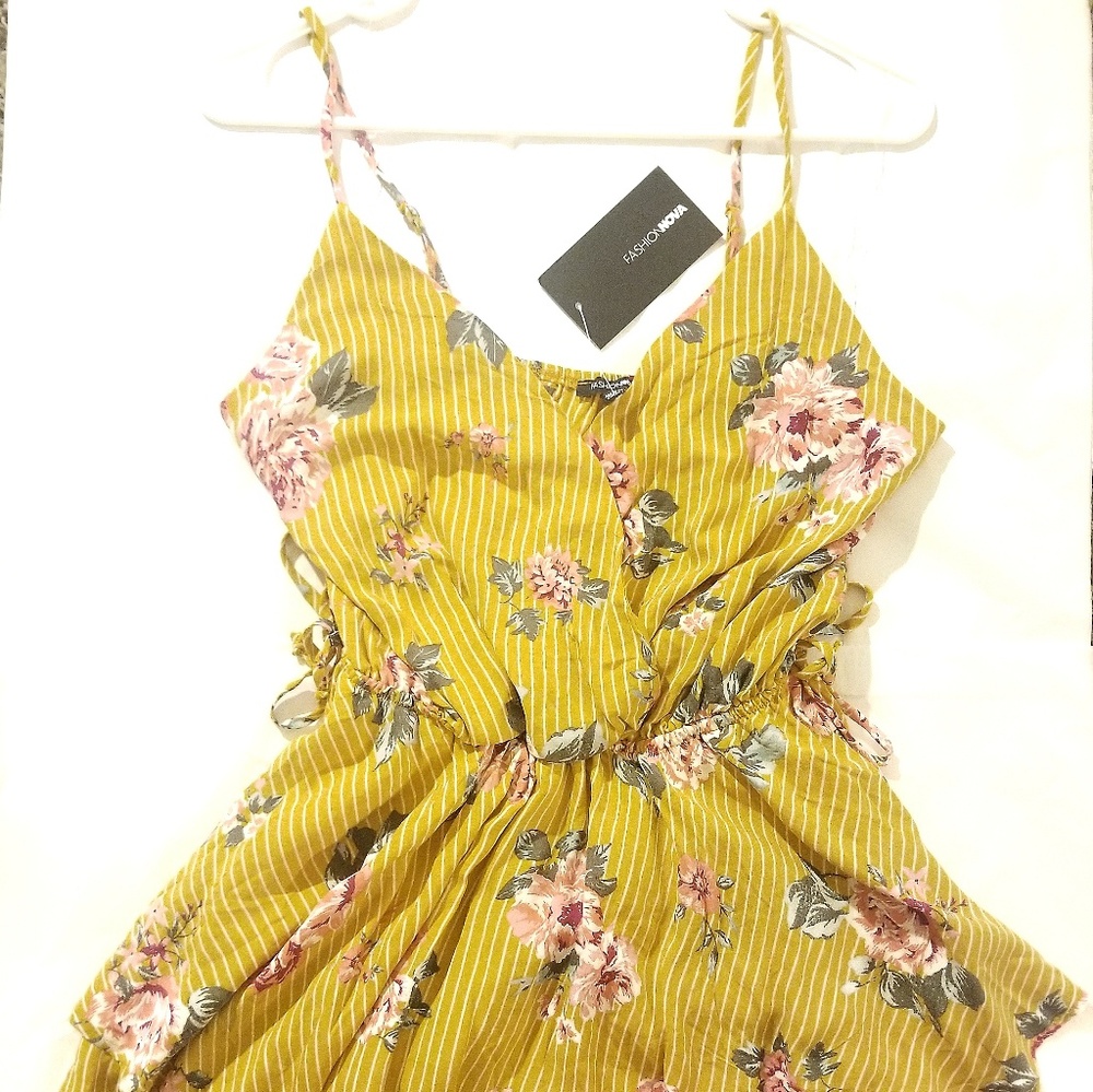 Mustard See you later, Sailor Striped Romper Sz Lg